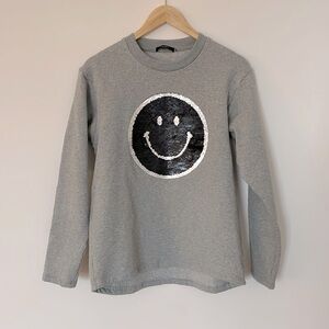 TAAKK Sequin Smile Face Crewneck Sweatshirt Small